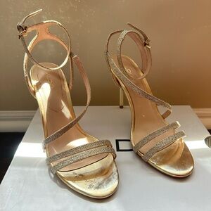 Aldo Gold Stiletto Heels with Strappy Sparkle Design ✨✨